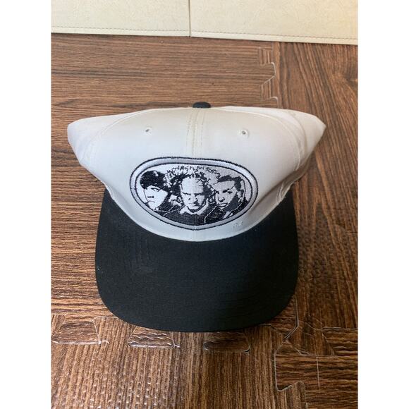 Vintage Three Stooges Snapback Hat Adjustable White Moe Larry Curley Annco 90s - Picture 3 of 8